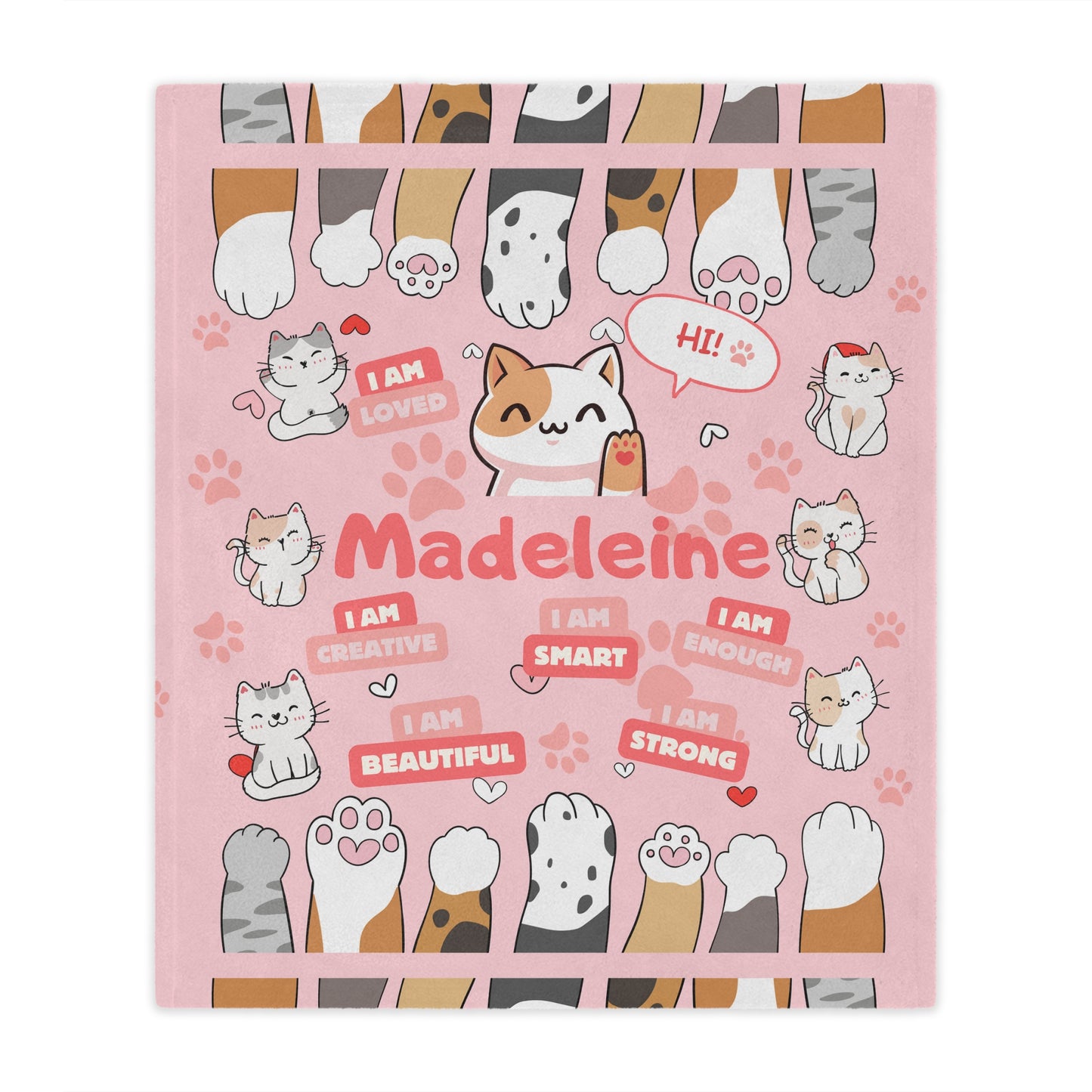Purr-fectly Personalized Kitty Cat Kid's Blanket