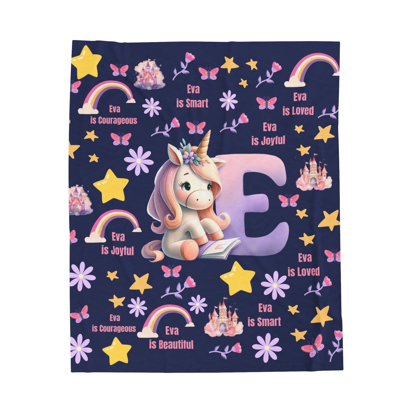 Personalized Unicorn Plush Blanket