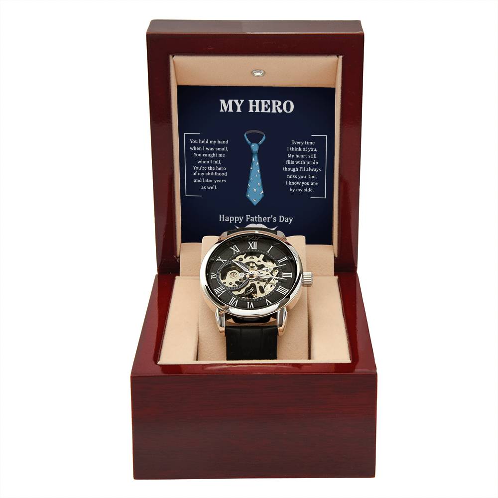 Dad, My hero Men's Openwork Watch