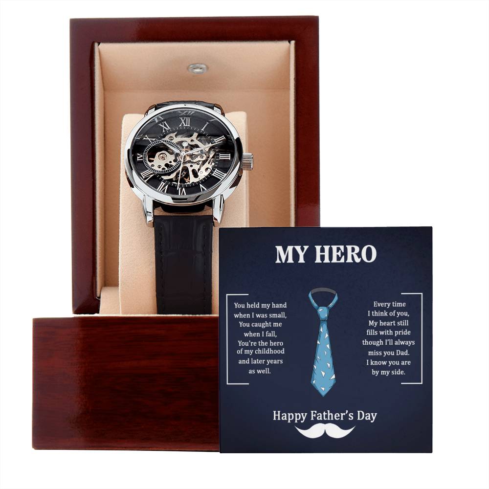 Dad, My hero Men's Openwork Watch
