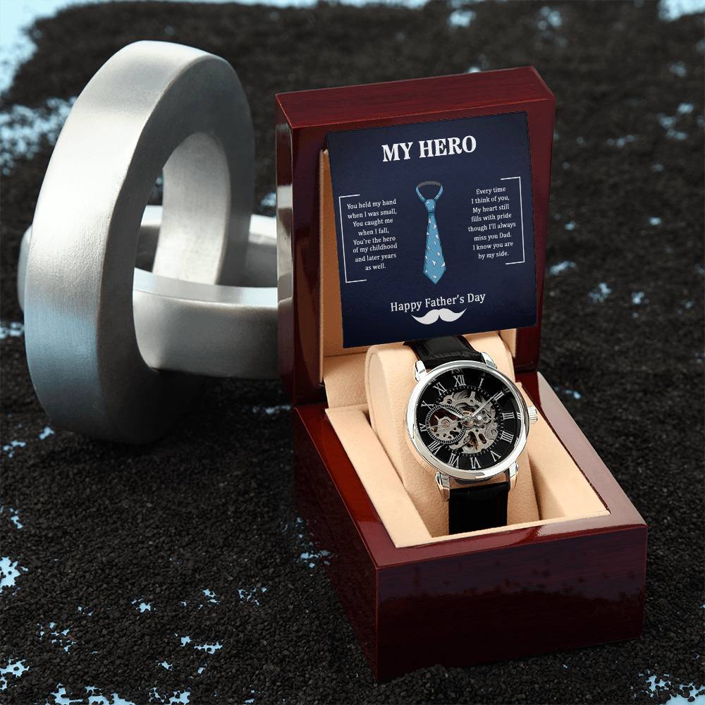 Dad, My hero Men's Openwork Watch