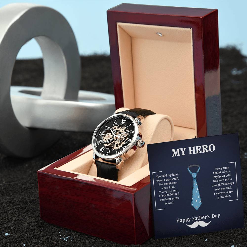 Dad, My hero Men's Openwork Watch