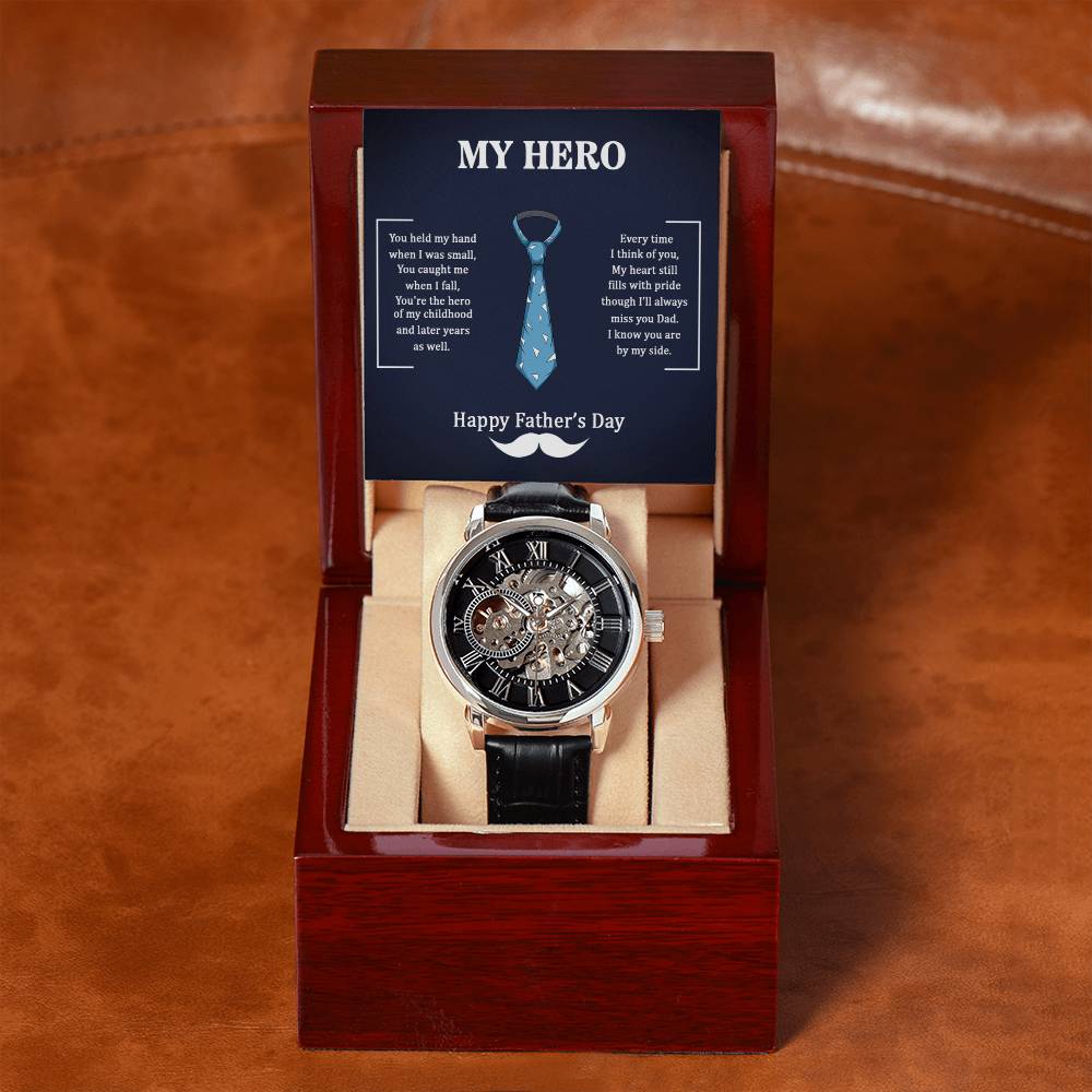 Dad, My hero Men's Openwork Watch