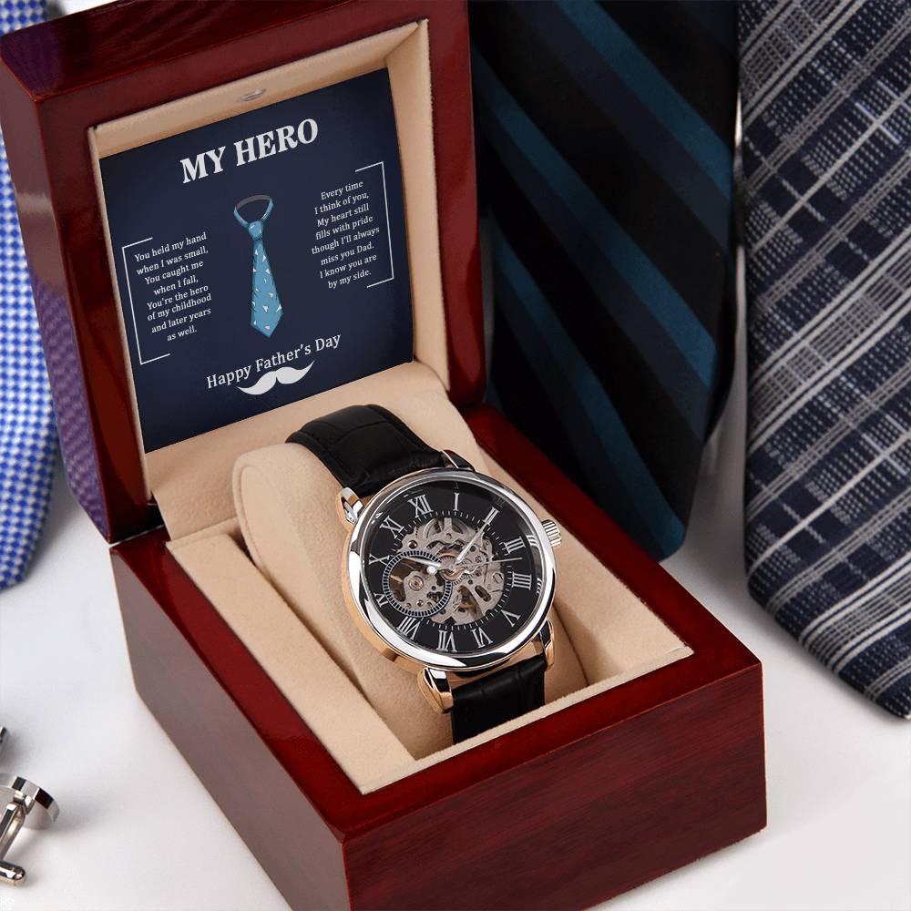 Dad, My hero Men's Openwork Watch
