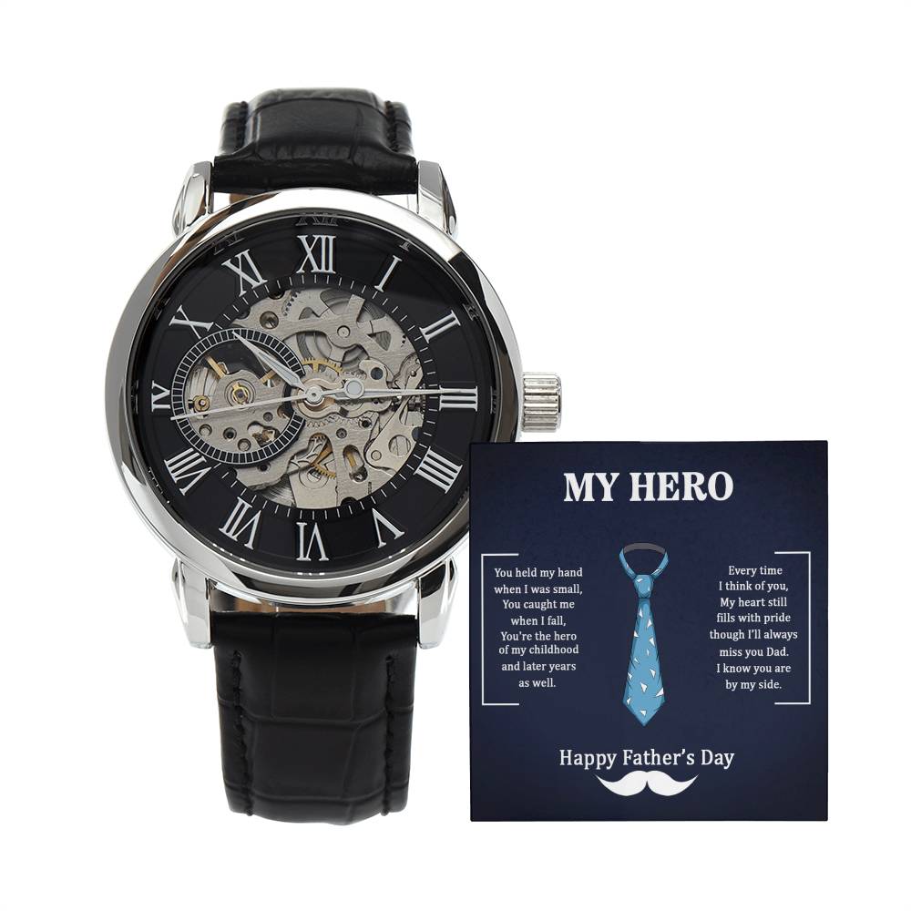 Dad, My hero Men's Openwork Watch