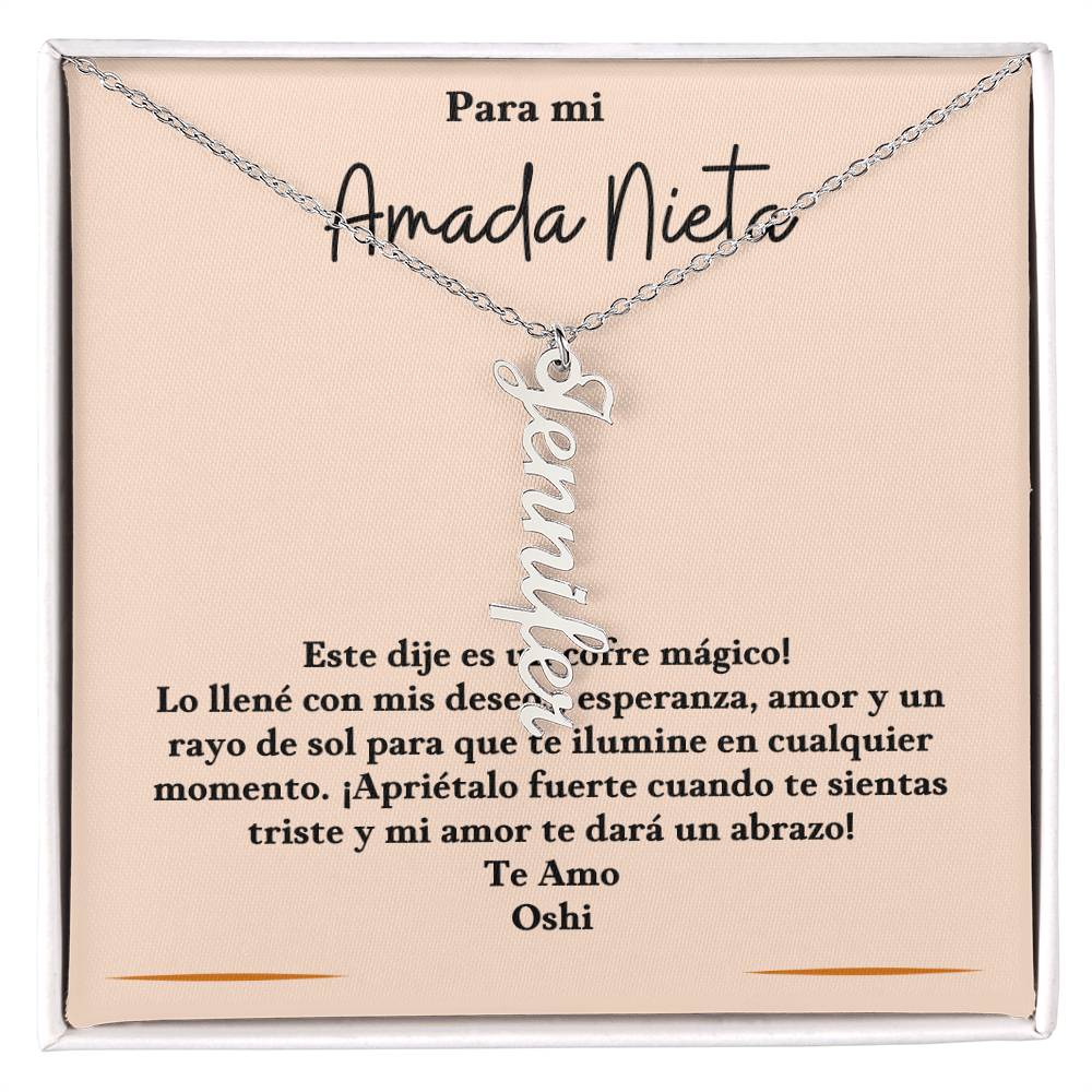 Vertical Name Necklace for Granddaughter! Perfect gift for sister, friend, grandma, grandkids, wife, girlfriend