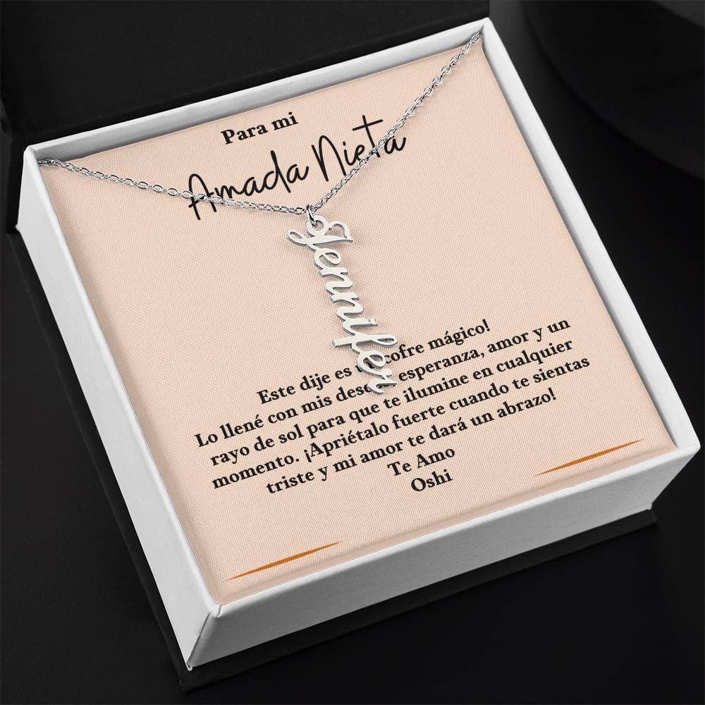 Vertical Name Necklace for Granddaughter! Perfect gift for sister, friend, grandma, grandkids, wife, girlfriend