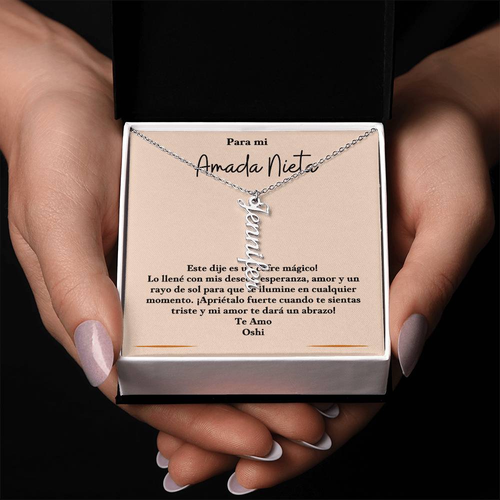Vertical Name Necklace for Granddaughter! Perfect gift for sister, friend, grandma, grandkids, wife, girlfriend