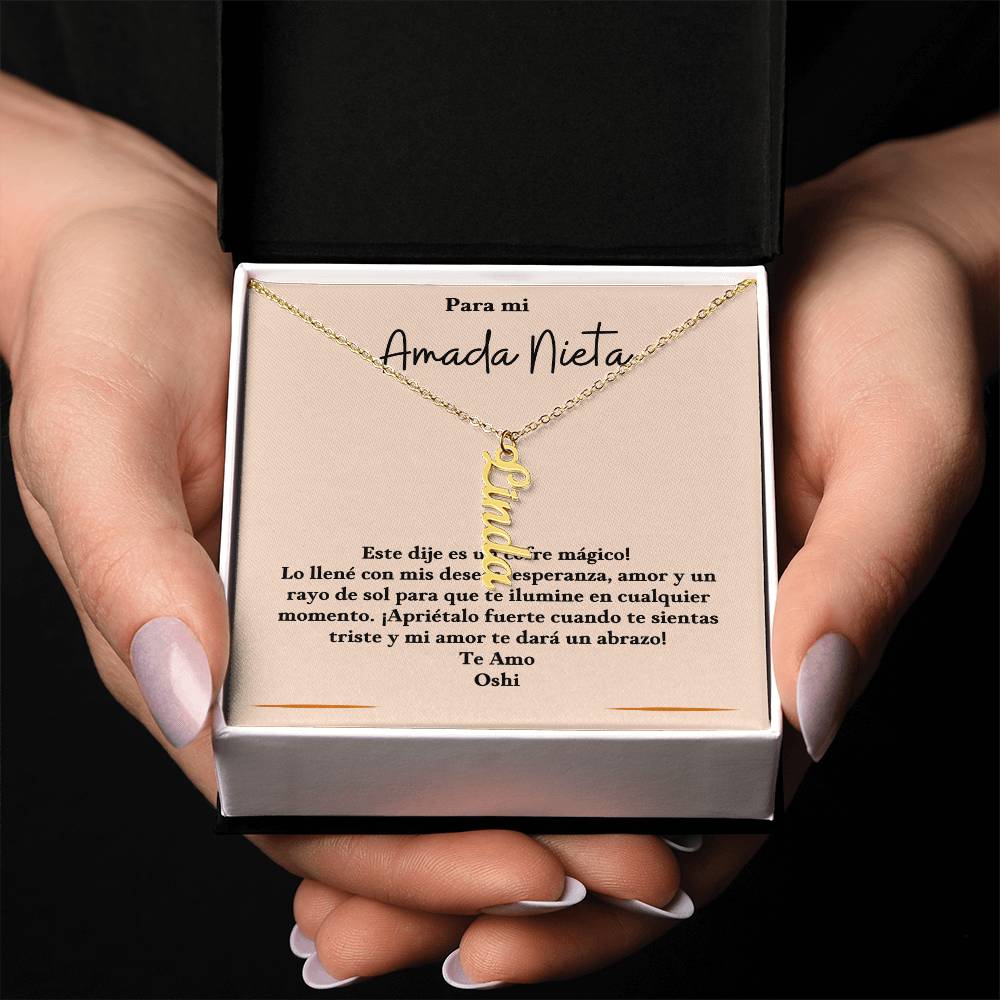 Vertical Name Necklace for Granddaughter! Perfect gift for sister, friend, grandma, grandkids, wife, girlfriend