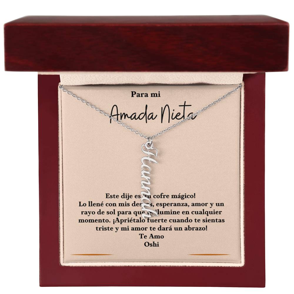 Vertical Name Necklace for Granddaughter! Perfect gift for sister, friend, grandma, grandkids, wife, girlfriend
