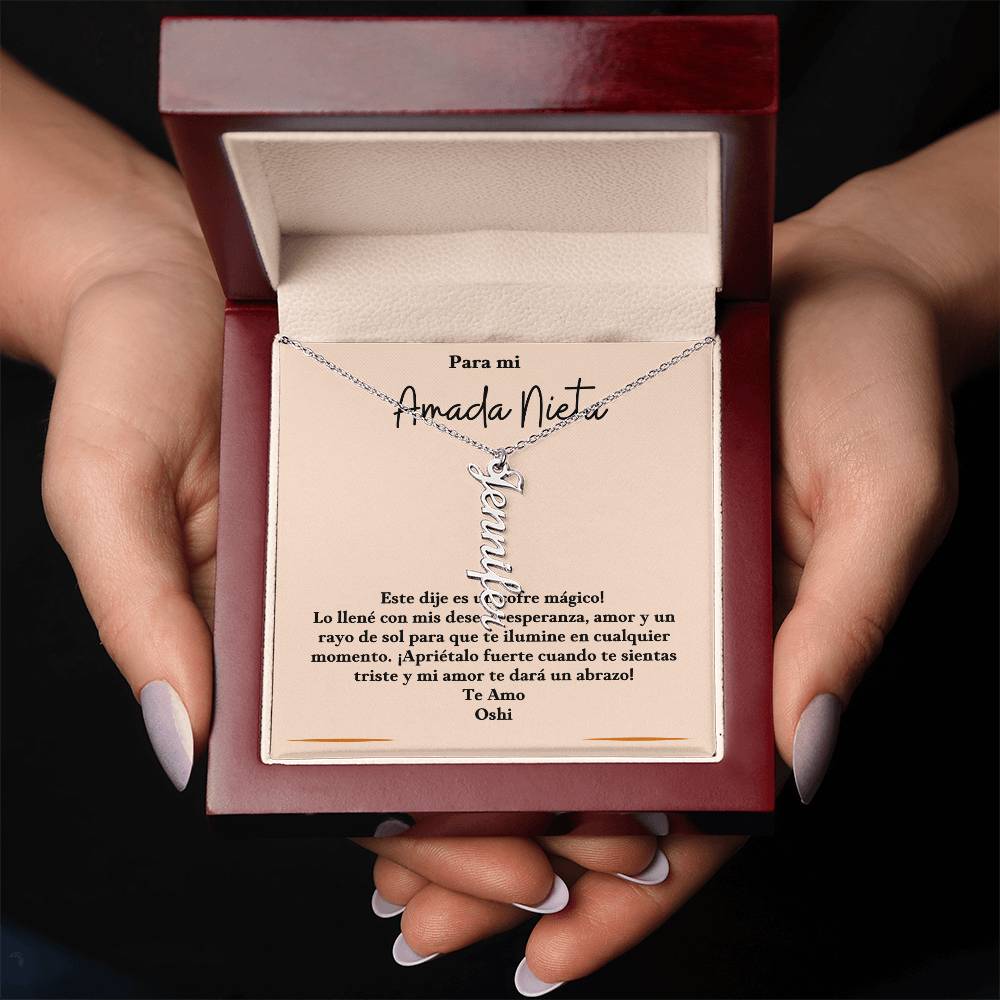 Vertical Name Necklace for Granddaughter! Perfect gift for sister, friend, grandma, grandkids, wife, girlfriend