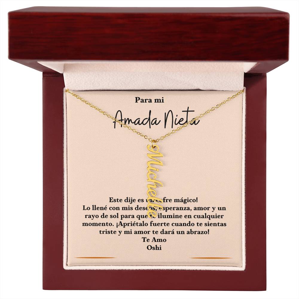 Vertical Name Necklace for Granddaughter! Perfect gift for sister, friend, grandma, grandkids, wife, girlfriend