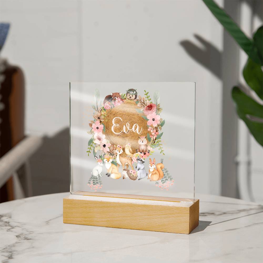 Personalized Woodland Nursery Acrylic sign