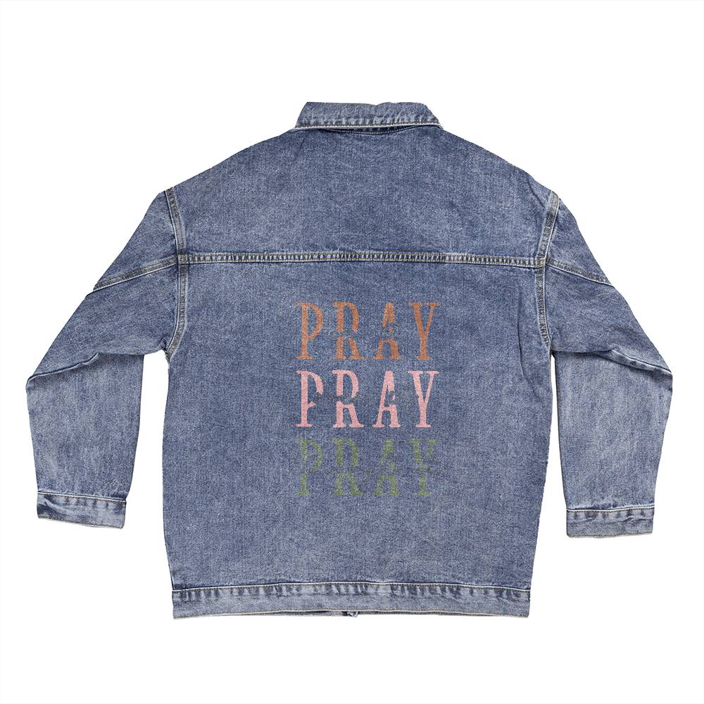 Oversized Women's blissful Denim Jacket Pray