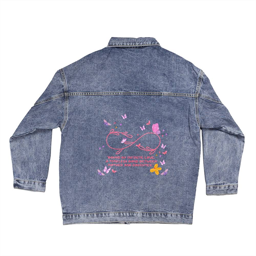 Oversized Women's blissful Denim Jacket Mother and Daugher's love