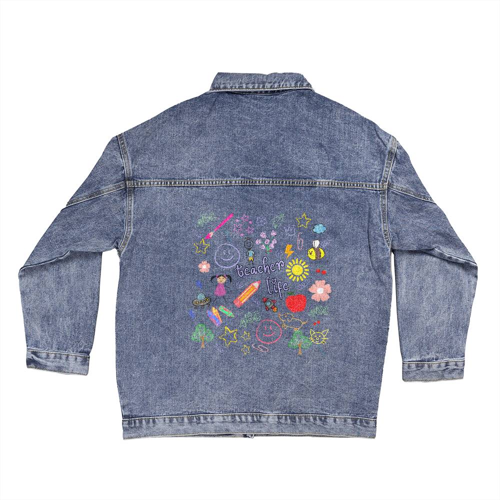 Oversized Women's Blissful Denim Jacket Teacher's life
