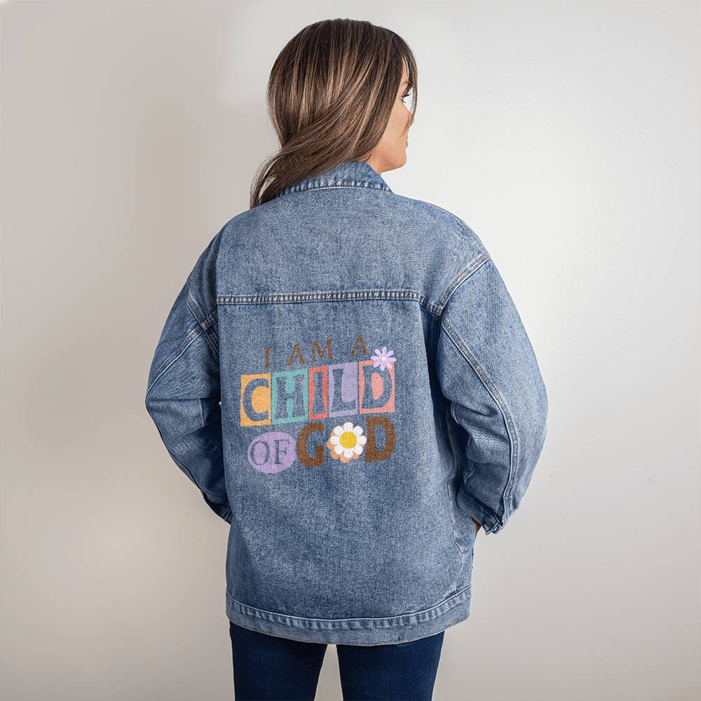 Oversized Women's blissful Denim Jacket Child of God