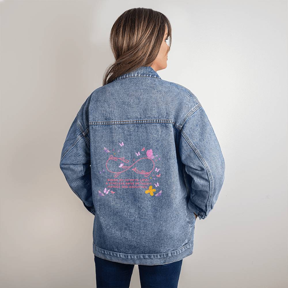 Oversized Women's blissful Denim Jacket Mother and Daugher's love