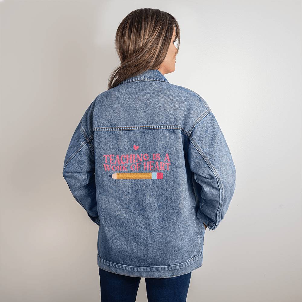 Oversized Women's Blissful Denim Jacket teacher's work of heart
