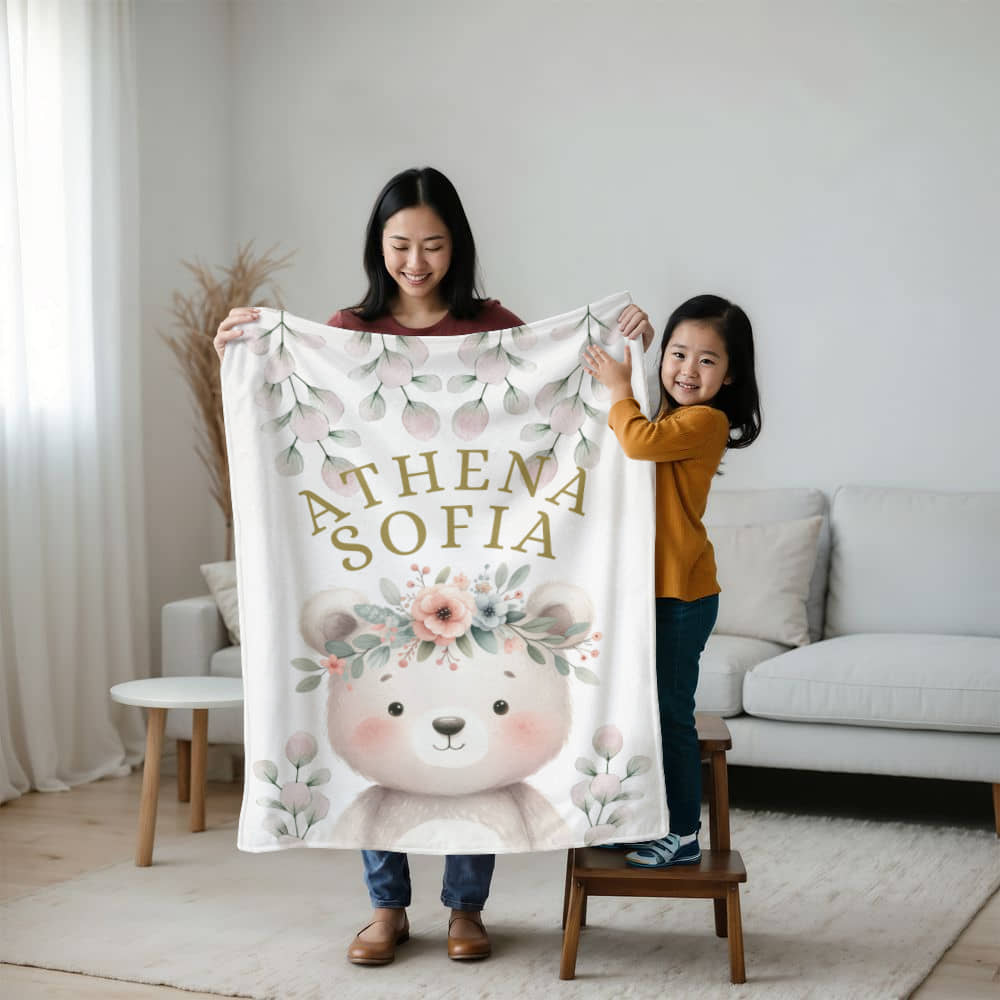 Teddy Bear personalized baby blanket