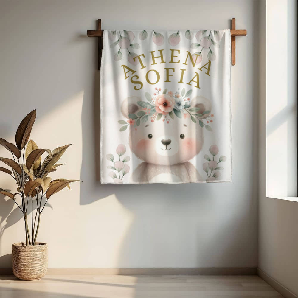 Teddy Bear personalized baby blanket