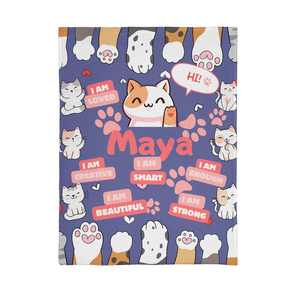 Personalized (Maya) positive affirmations kitten blanket