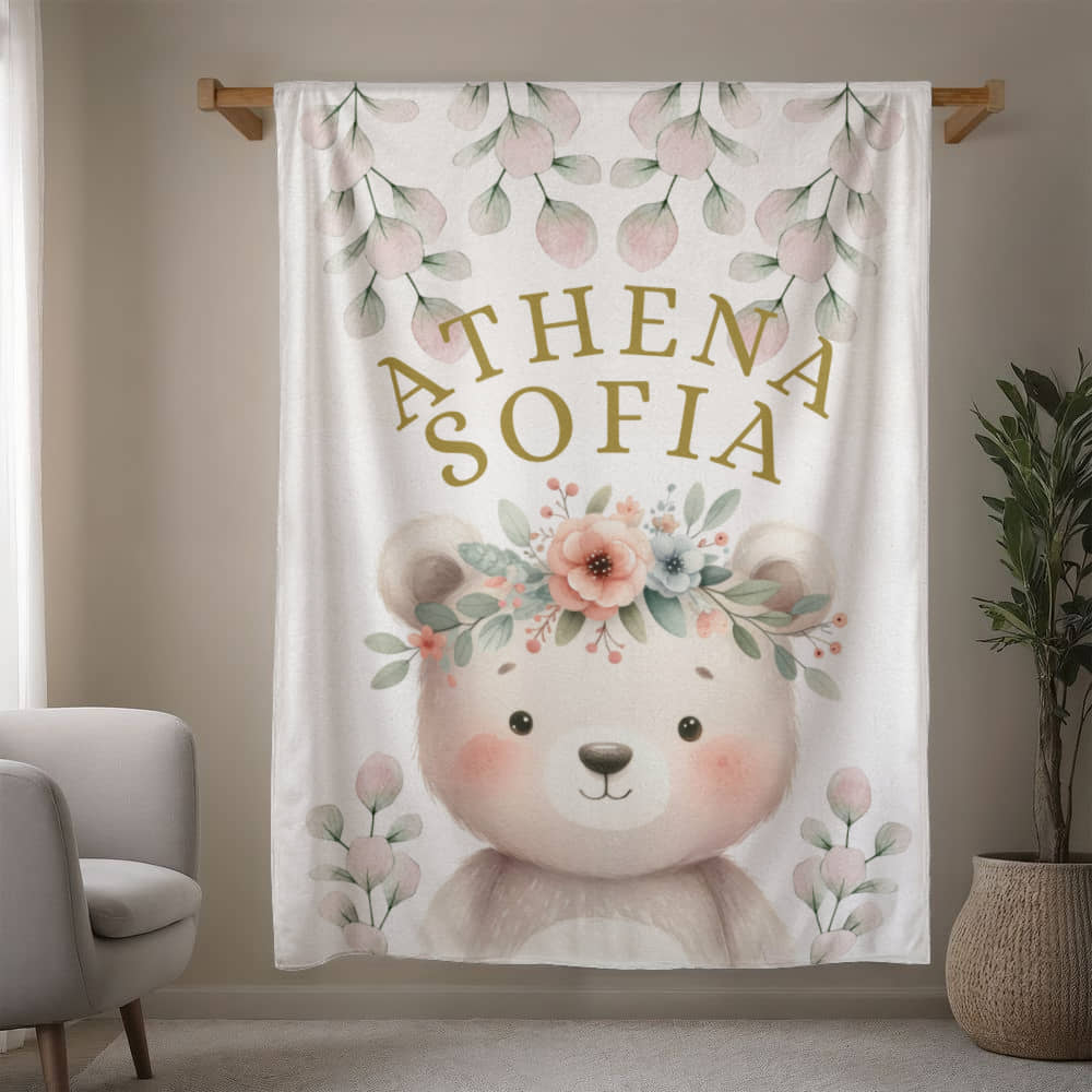 Teddy Bear personalized baby blanket