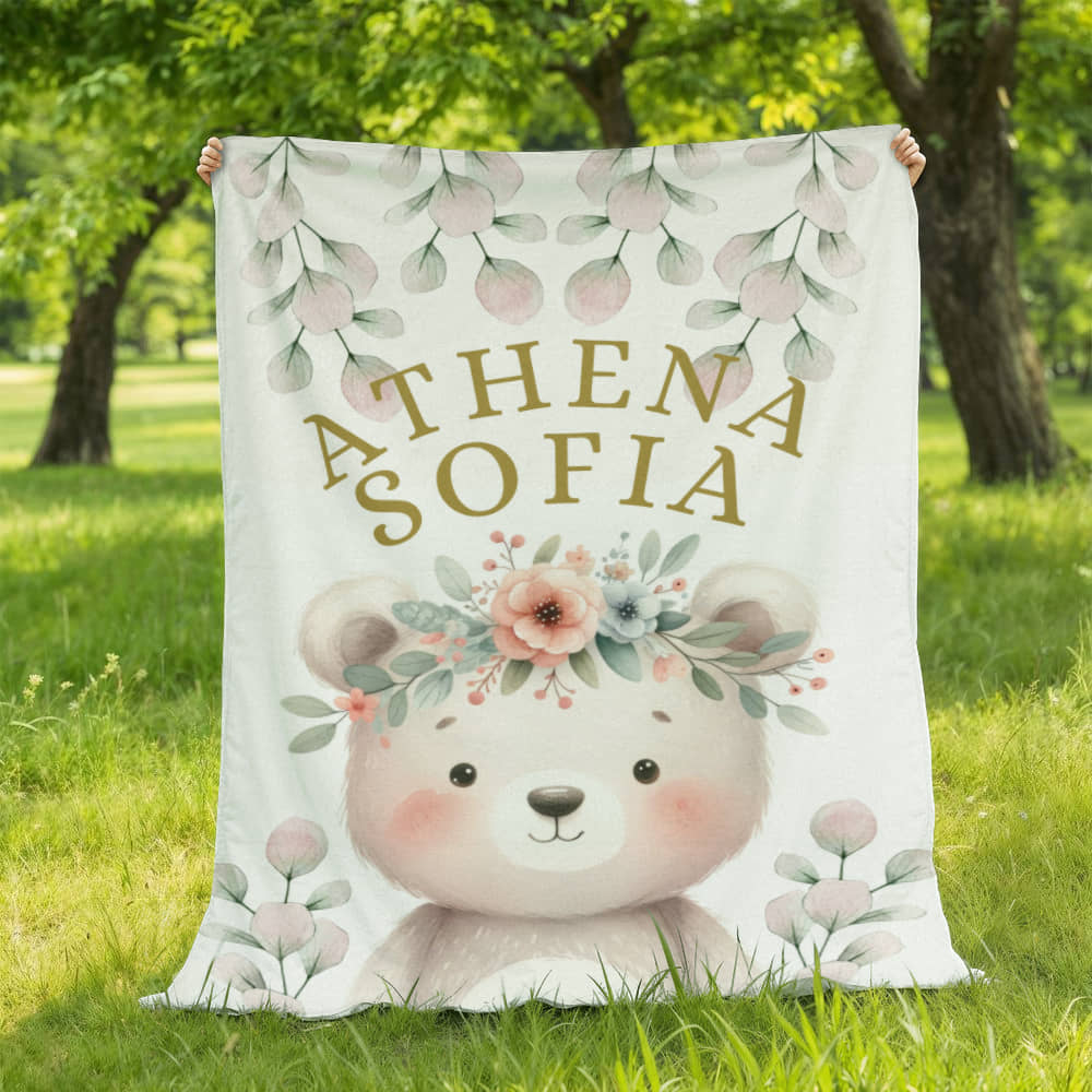 Teddy Bear personalized baby blanket