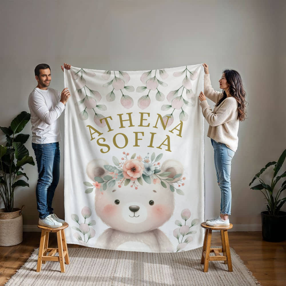Teddy Bear personalized baby blanket