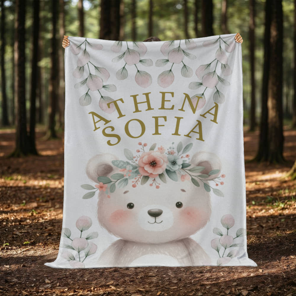 Teddy Bear personalized baby blanket