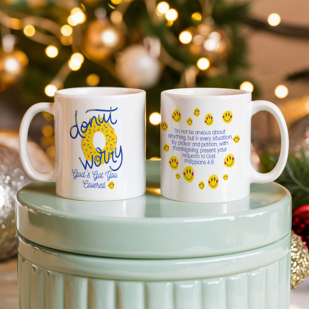 Donut worry be happy mug