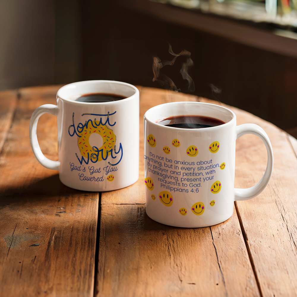 Donut worry be happy mug
