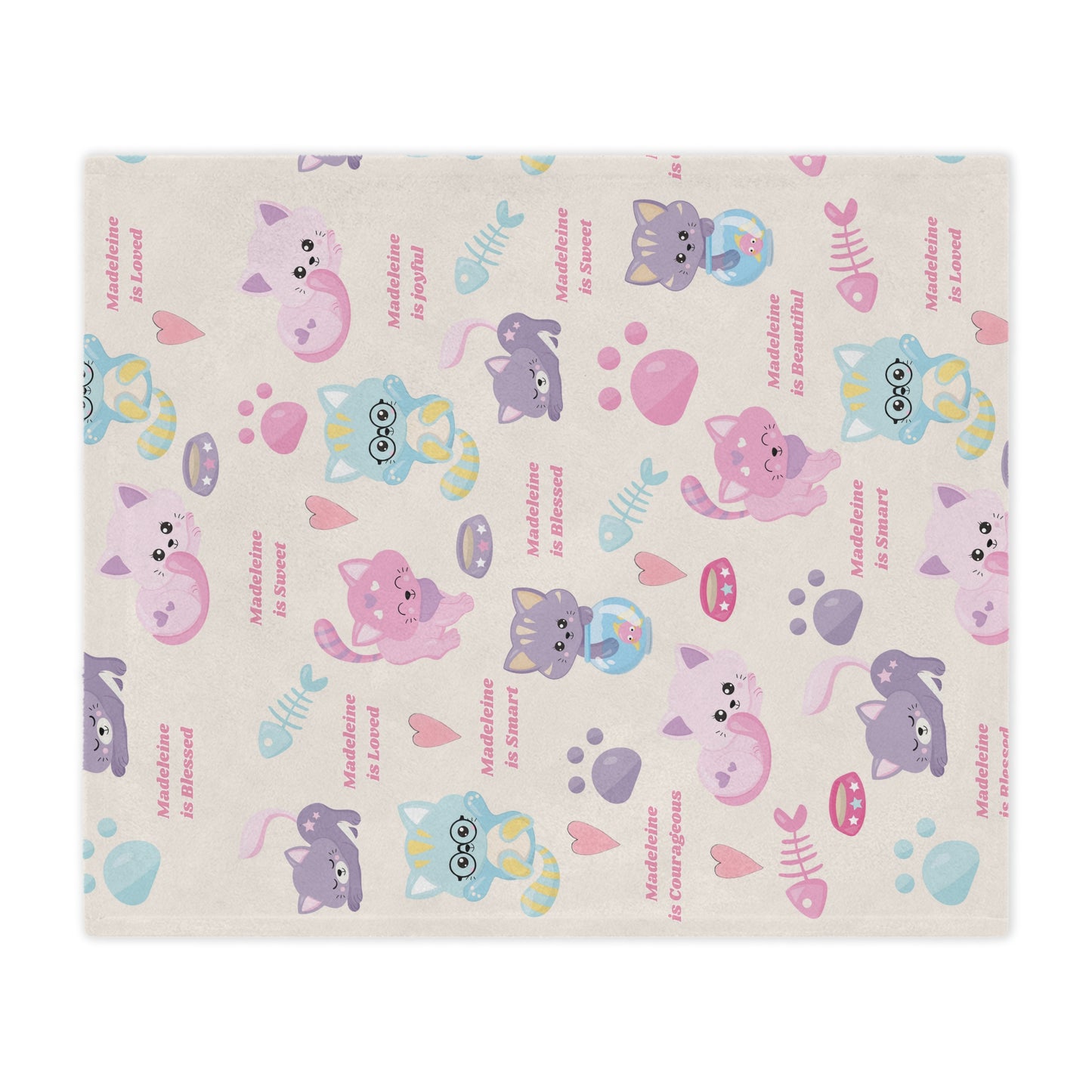 Purr-fectly Personalized Kitty Cat Kid's Blanket!