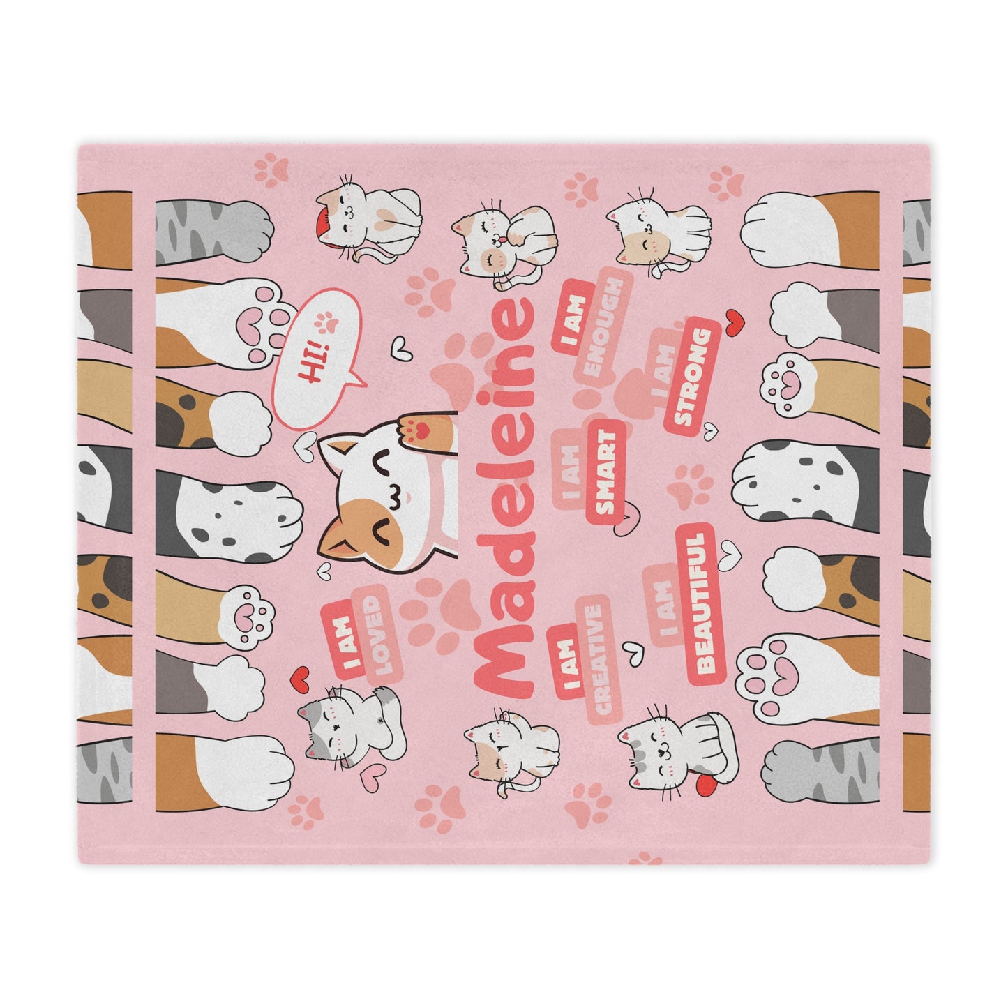 Purr-fectly Personalized Kitty Cat Kid's Blanket