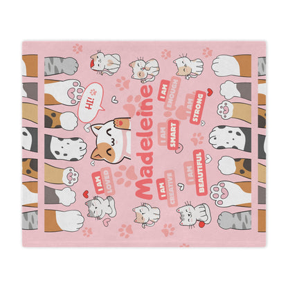 Purr-fectly Personalized Kitty Cat Kid's Blanket