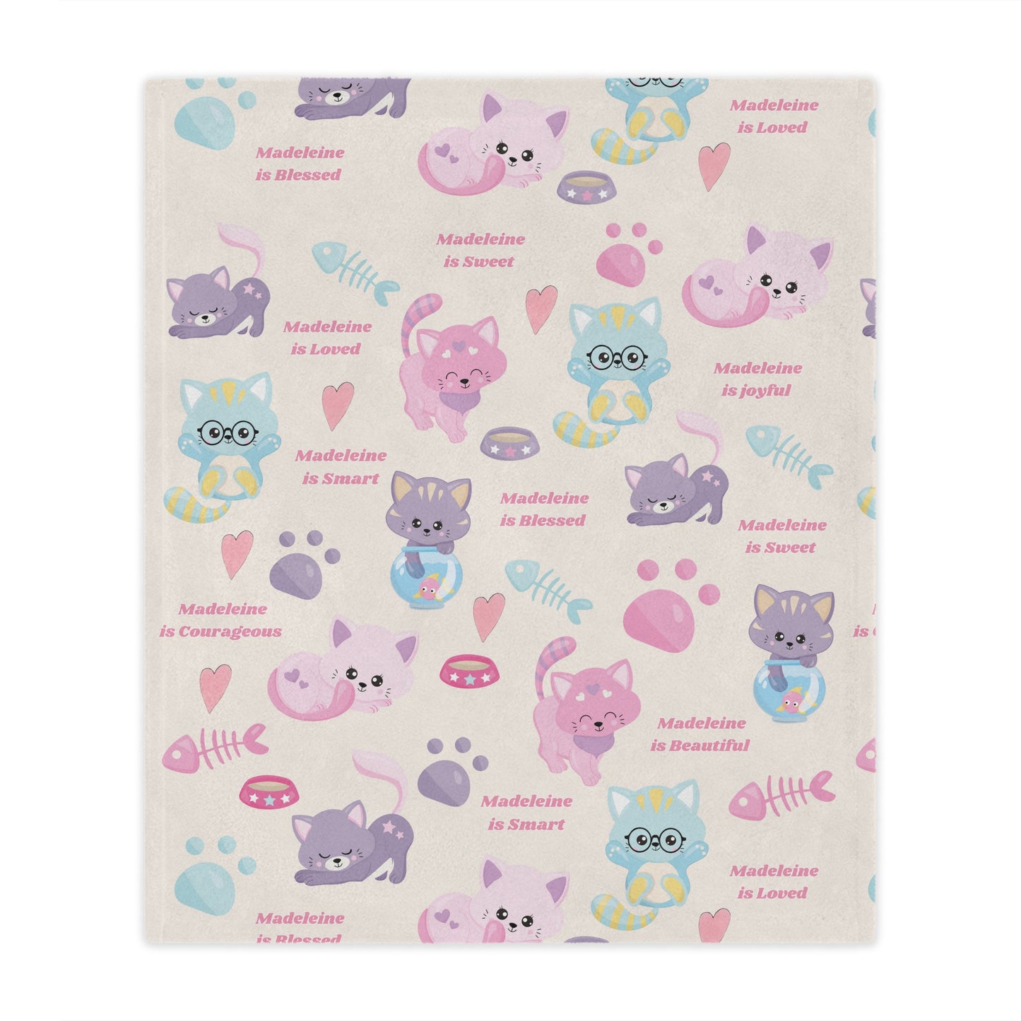 Purr-fectly Personalized Kitty Cat Kid's Blanket!