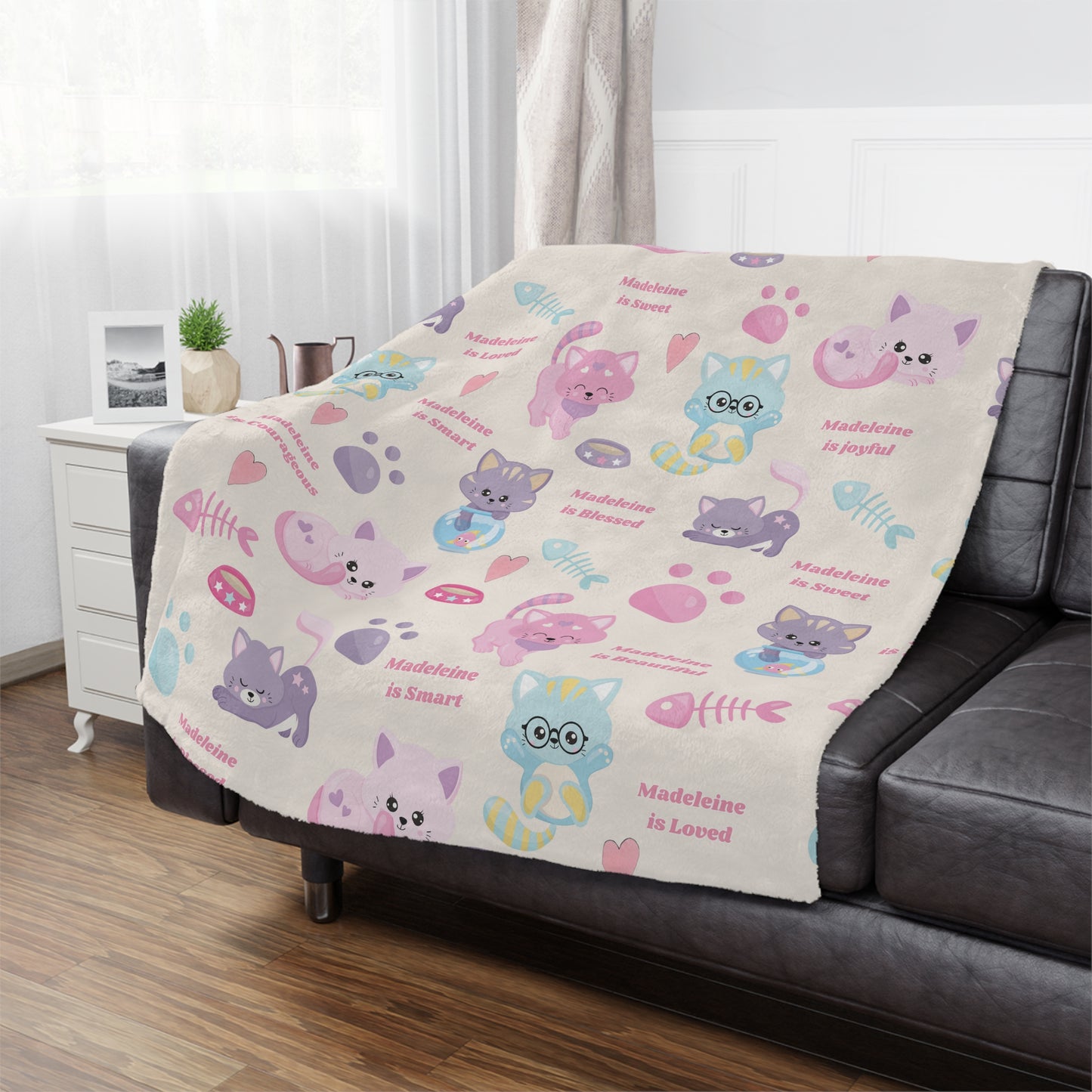 Purr-fectly Personalized Kitty Cat Kid's Blanket!