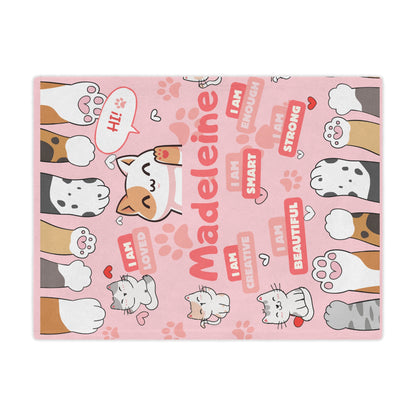 Purr-fectly Personalized Kitty Cat Kid's Blanket