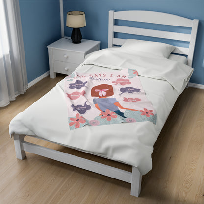 God says I am (Personalized) Plush Blanket