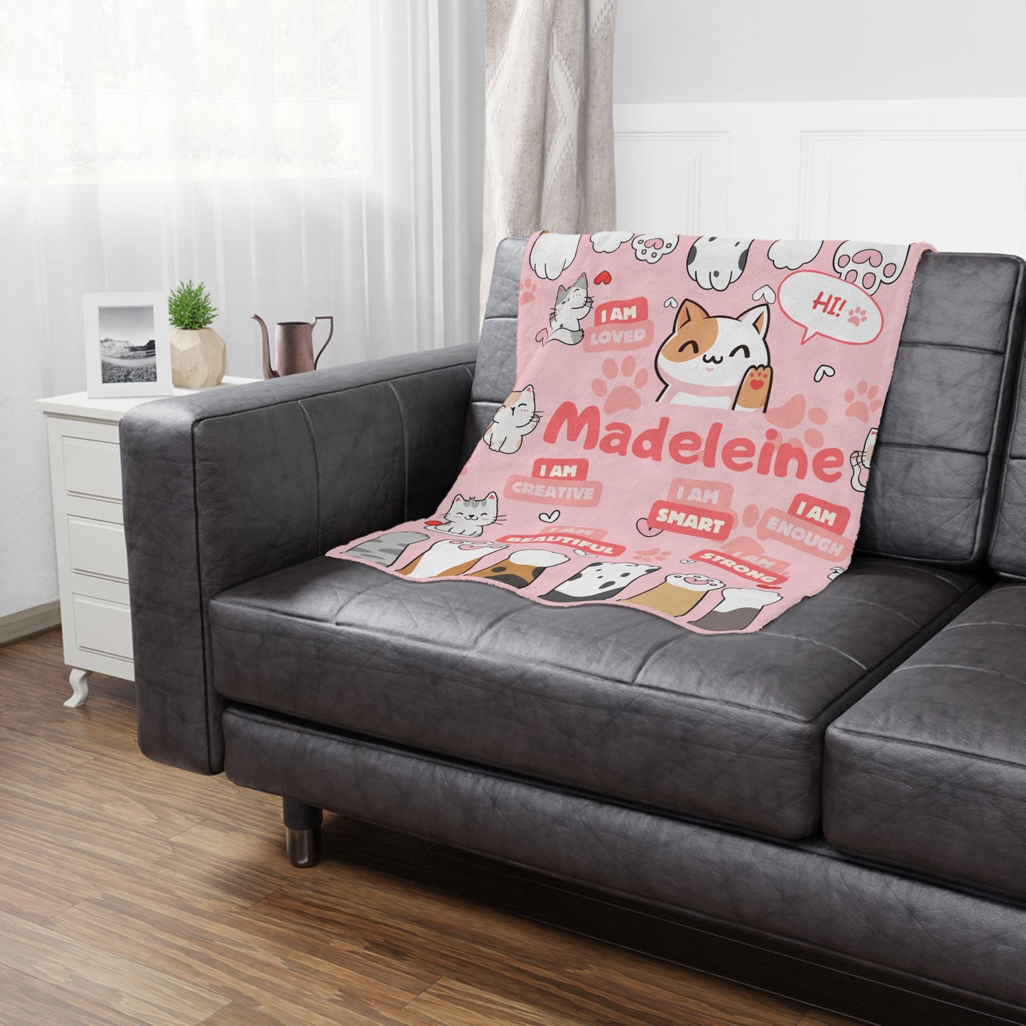 Purr-fectly Personalized Kitty Cat Kid's Blanket