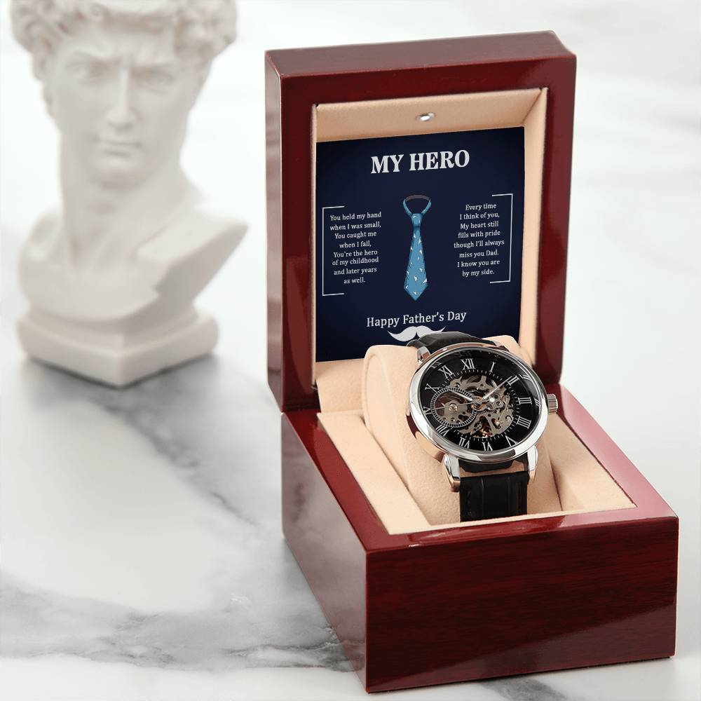 Dad, My hero Men's Openwork Watch