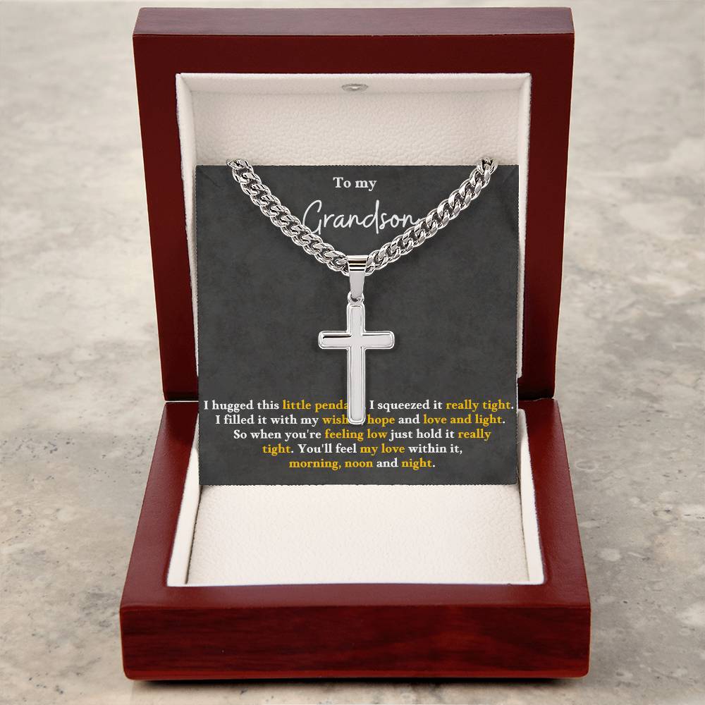 Grandson necklace | Grandson gift | Graduation | Cross necklace | Cuban necklace cross