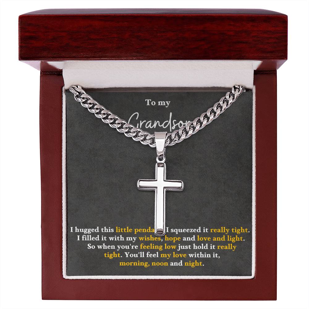 Grandson necklace | Grandson gift | Graduation | Cross necklace | Cuban necklace cross