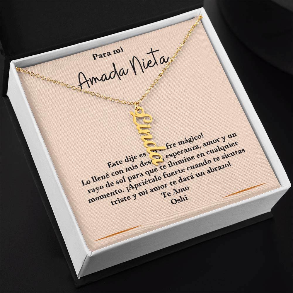 Vertical Name Necklace for Granddaughter!  Perfect gift for sister, friend, grandma, grandkids, wife, girlfriend