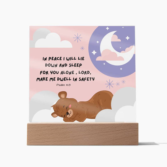 In Peace I will Lie Down & Sleep (Acrylic Plaque for Baby)