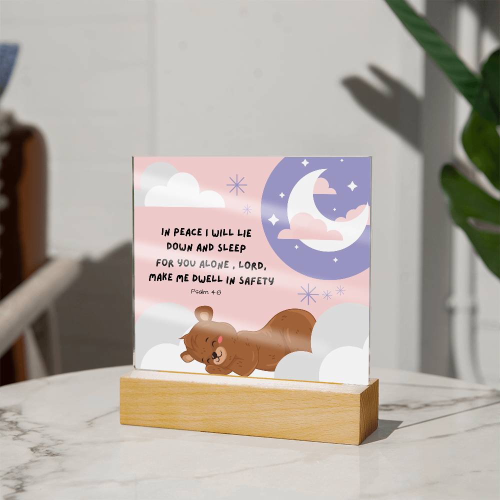 In Peace I will Lie Down & Sleep (Acrylic Plaque for Baby)