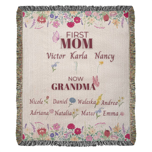 First Mom, Now Gradma Woven Blanket