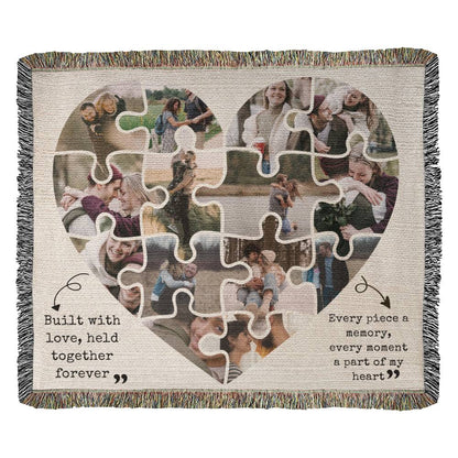 Every Piece a Memory, Personalized Heart Picture Woven Blanket