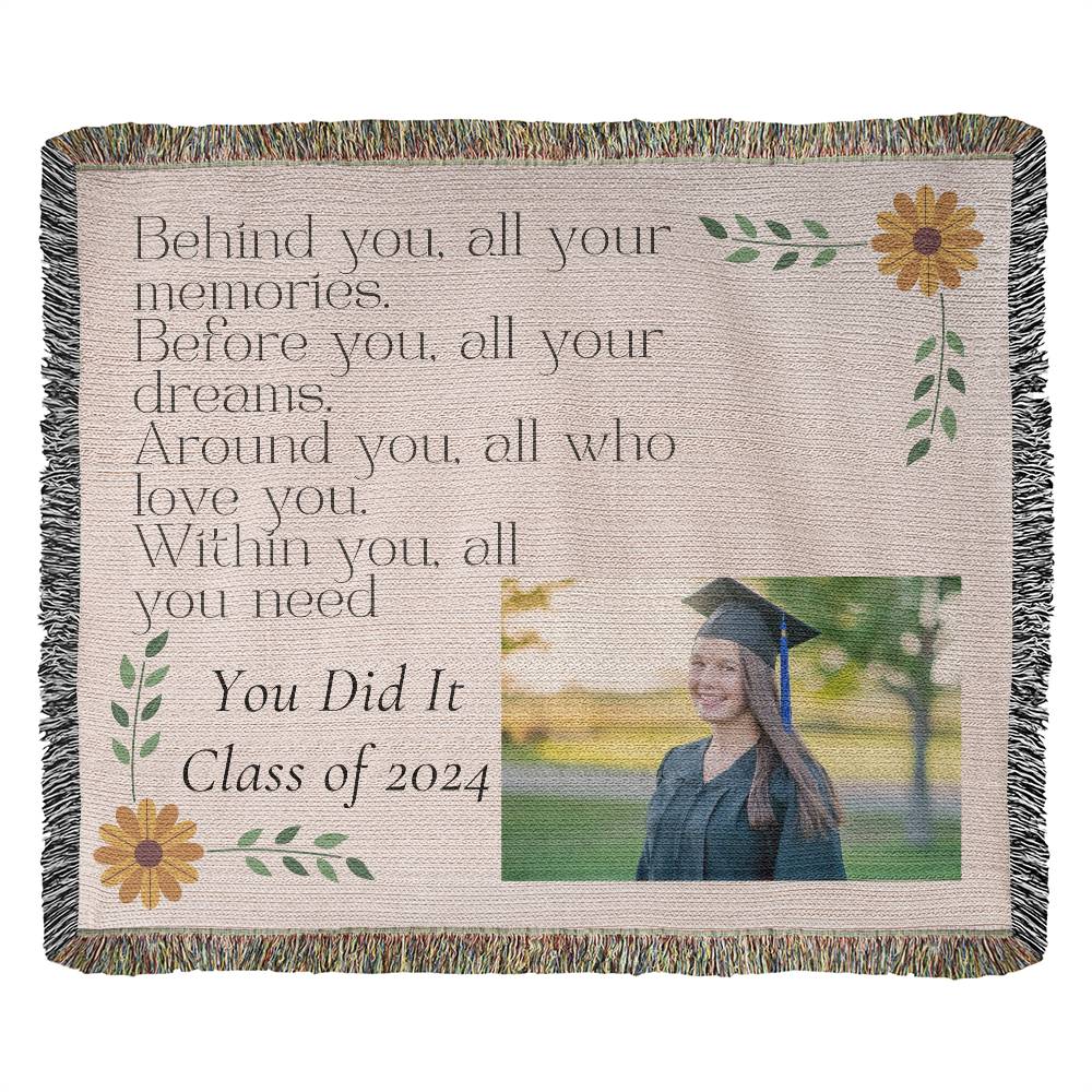 Behind you, all your memories, Graduation gift Woven Blanket