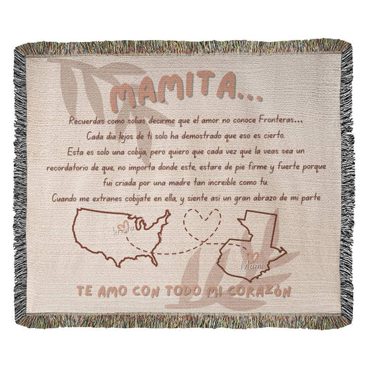 "Mamita" El Amor No Conoce Fronteras Manta Tejida Personalizada